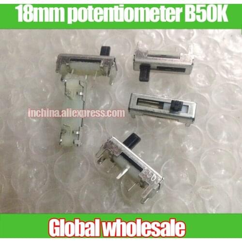 5pcs 18mm straight sliding potentiometer B50K / single fader handle high 5MM wide 3MM