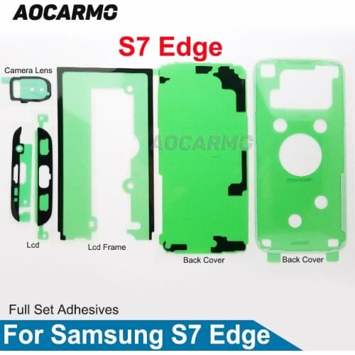 Aocarmo LCD Screen + Back Cover + Battery+Camera Lens Sticker Full Set Adhesive Tape For Samsung Galaxy S7 Edge GM-G935