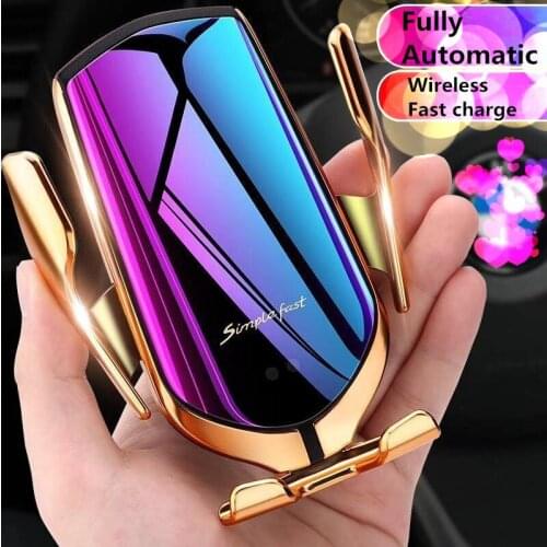 Wireless car charger bracket Qi Mount infrared sensor fast charging for Samsung S10 S9 S8 iPhone XXR XS11 8 automatic tightening