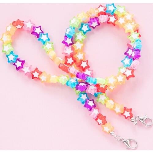 Makersland Children 59cm Beads Chain For Mask Long Necklaces Kids Adjustable Face Mask Chain Anti-lost Glasses Sunglass Lanyard