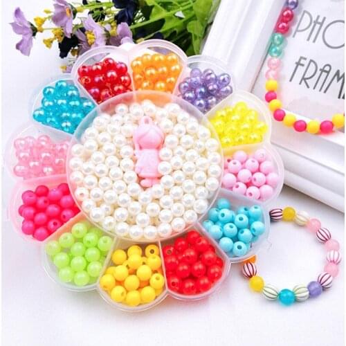 Childrens DIY Handmade Beaded Toy With Accessory And Flower Type Storage Box Set Kids Educational Toys Girl Jewelry Gift