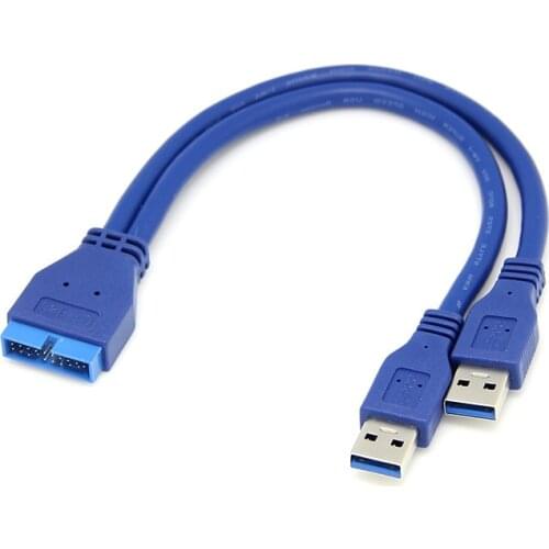 Dual 2 Port USB 3.0 Type A Male to 20 Pin Motherboard Header Male Cable Cord Adapter USB Extension cable