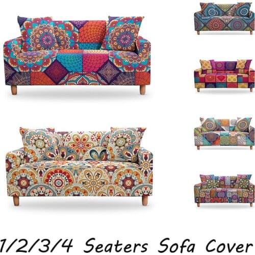 Mandala Elastic Sofa Covers For Living Room Stretch Bohemian Non-slip Couch Cover Sofa Slipcover Chair Protector 1/2/3/4 Seater