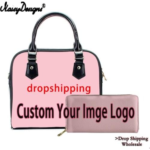 Customized Your Image logo Brand Luxury Design Handbags Women Lady Hand Bag Wallet 2Set Female Top-Handle Bag Bolso Dropshipping
