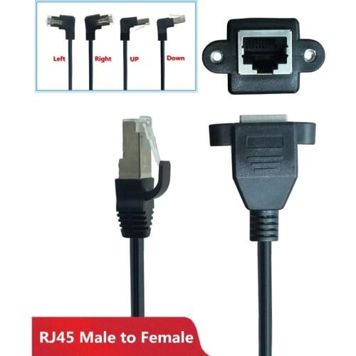 Lan Cable RJ45 Male to Female Extend Cord RJ 45 Ethernet Cable Screw Panel Mount Left Right Angled 90 Degree UP&Down Cat5