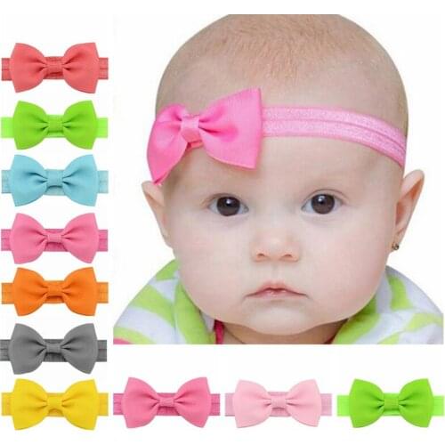 KLV 10Pcs Kids Girls Bowknot Headband Elastic Hairband Hair Accessories Multicolor Wholesale