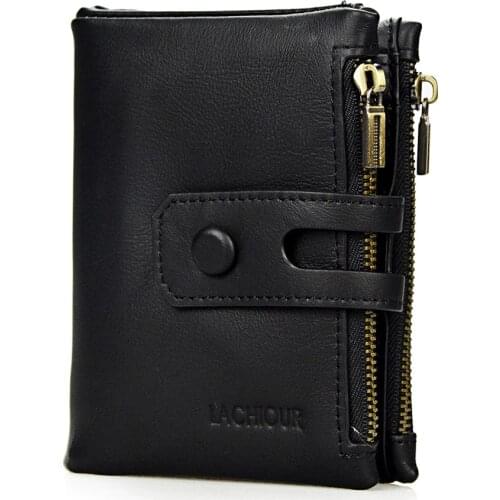 Brand Mans Wallet Genuine Leather Trifold Men Wallets Zipper Coin Purse Short Design Multifunction Money Bag With Card Holder