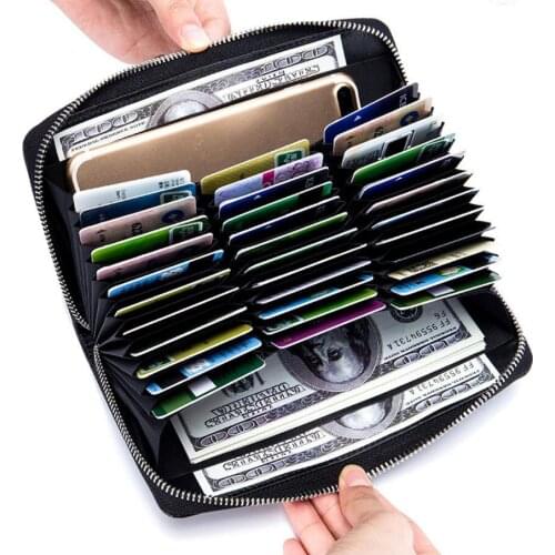Leather organ card bag long purse passport bag multi-card multi-functional men and women capacity
