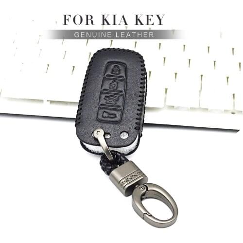 Leather Car Accessories Remote Key Case Cover for Kia Cerato Ceed Sportage 3 4 K5 Rio 3 4 5 Picanto Stinger Sorento Soul Keyring
