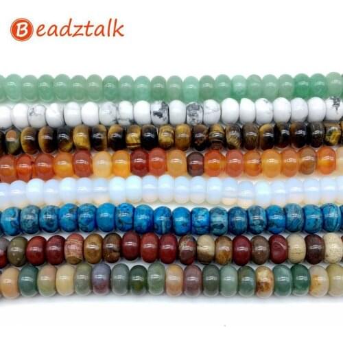 Hot sale BEADZTALK Stone Bead Wheel Abacus Roundell 5x8 mm Round DIY Jewelry Making Necklace Unakite Crystal Opal Lava Howlite