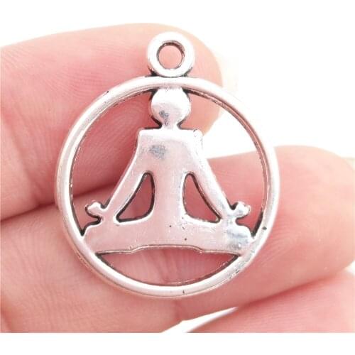 BULK 30 Zinc Alloy Yoga Meditation Charms Antique Bronze Plated Om Ohm Pendant in Round Shaped DIY Making 20*24mm 1.7g