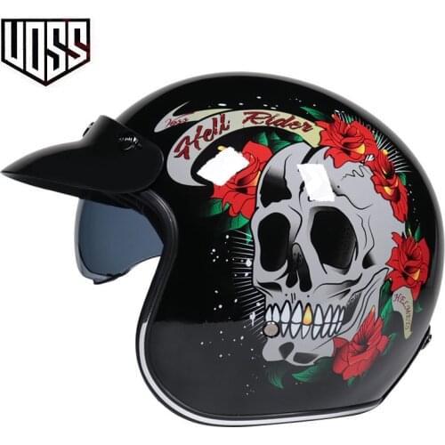 VOSS Retro Men and Women Half Helmet Scooter Motorcycle Helmet Half Cover Helmet 3/4 Helmet Cool Personality