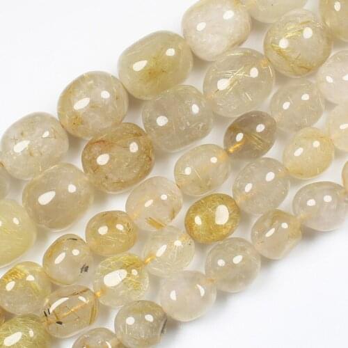 Natural 9-13mm Gold Rutilated Quartz Inregular beads 15inch per strand , For DIY Jewelry making ! Mixed wholesale for all items