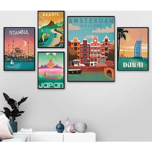 Nordic Travel Cities Poster New York Netherlands London Canvas Painting Landscape Poster Wall Art Print Pictures Home Decor