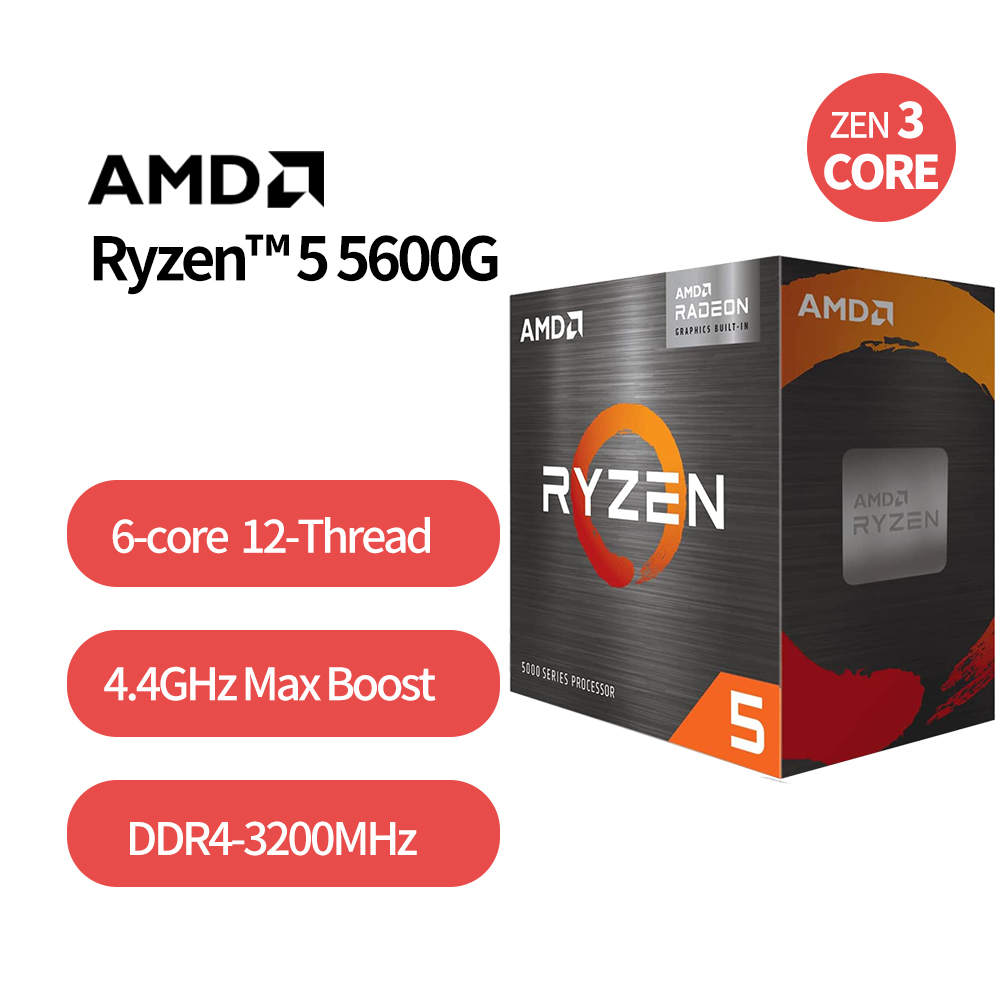 AMD Ryzen 5 5600G R5 5600G 3.9GHz Six-Core Twelve-Thread 65W CPU Processor L3=16M 100-000000252 Socket AM4 New and have fan