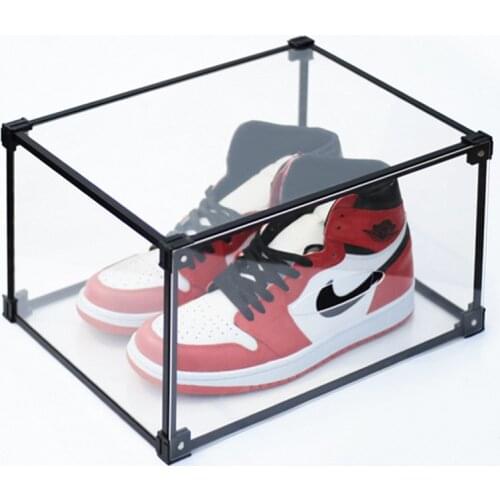 Side Opening Acrylic Transparent Sneaker Storage Box Superimposed Assembly Dustproof Display Collection Shoe Cabinet ZH239