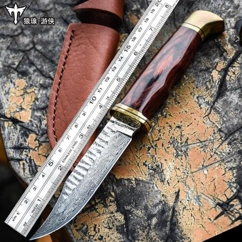Voltron outdoor survival tactics straight knife survival knife, Damascus steel knife high hardness wilderness knife