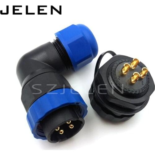 SD2 90 degree elbow connector 4pin waterproof connector IP68 panel mount connector Male female connector
