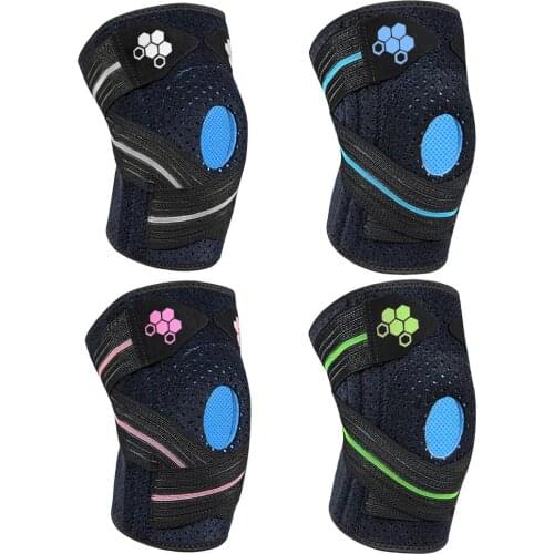 Adjustable Knee Support Brace Knee Pads With Side Stabilizers Running Fitness Elastic Wrap Brace Knee Pads Joint Pain Relief