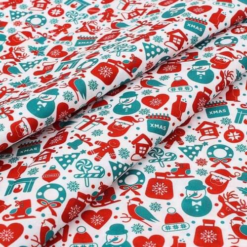Xugar Christmas Printed Polyester Cotton Fabric For Dress X-mas Cloth Fabrics DIY Craft Sewing Needlework Accessories 45*145cm