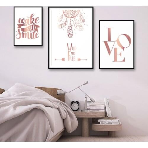 Rose Gold Life Quotes Modern Poster Nordic Canvas Painting Wall Art Letters Print Minimalist Picture for Living Room Home Decor