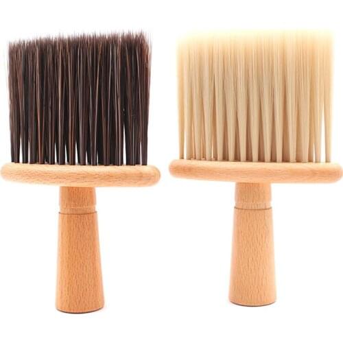 Neck Duster Brush for Hair Cutting, Soft Neck Cleaning Brush Professional Barber, Sharpened Fiber Bristles, Wooden Handle