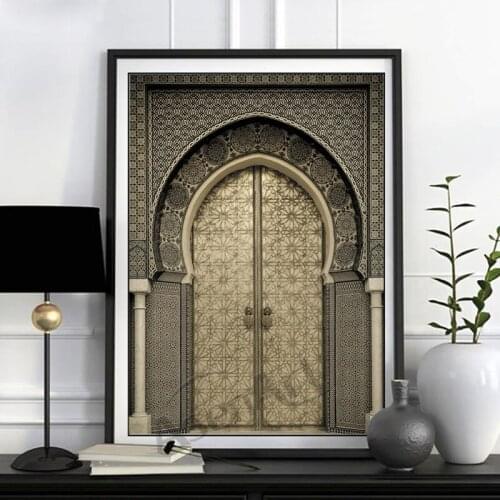 Modern Art Wall Ancient Gate Morocco Canvas Painting Posters Artwork Pictures Printed for Living Room Bathroom Home Decor