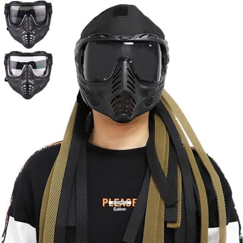 Tactical Full Face Protective Mask Airsoft Protective Mask Anti-Fog Goggle Full Face Helmet Mask Thermal Lens Hunting Shooting