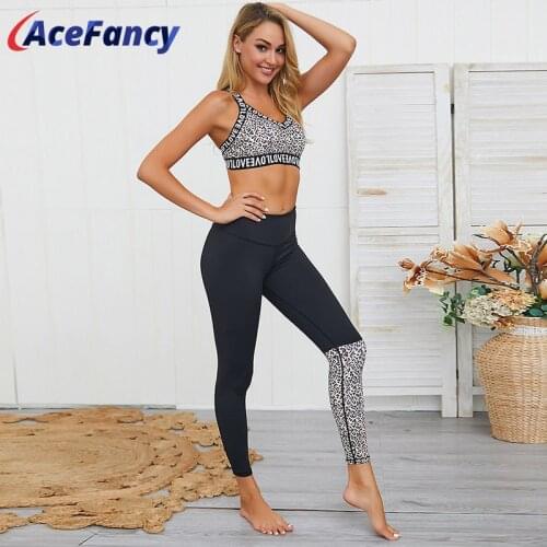Acefancy Women two Piece Outfits Leopard Yoga Tops Leggings Sports Wear for Women Gym ZC2210 Yoga Set Womens Sportswear Fitness