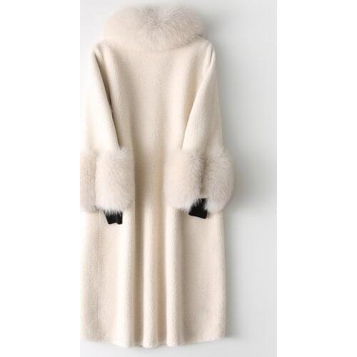 Sheep Clothes Shearing 2020 Winter Coat Women Real Fox Fur Collar Korean HQ12-YFG2056C YY1425