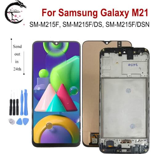 M21 LCD With Frame For Samsung Galaxy M21 2020 M215 Display SM-M215F/DS M215F/DSN LCD Screen Touch Sensor Digitizer Assembly