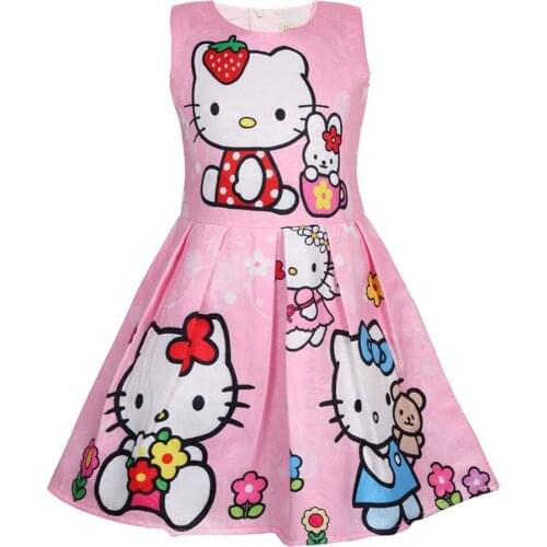 2021 cute girl Cartoon Kitty Cat dress Streetwear Sleeveless Harajuku clorlful skirt dress up to Christmas birthday party