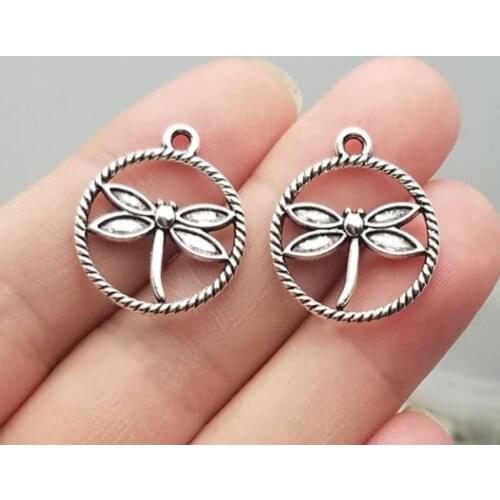25pcs/lot--19mm, Antique silver plated Dragonfly charms,DIY supplies,Jewelry accessories