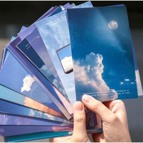 30 Pcs/Set Fall Into The Beautiful Series Postcard Dreamy Sun, Moon and Stars INS Style Message Greeting Cards