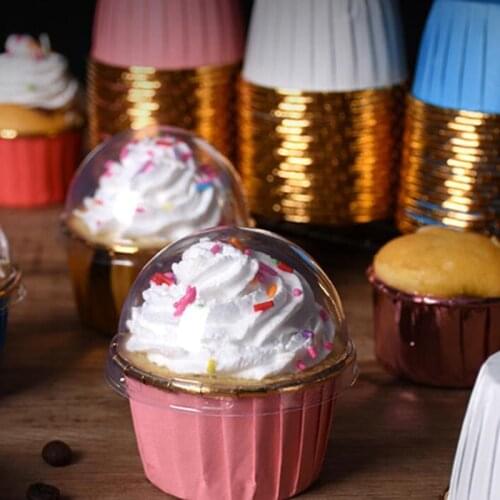 50pcs Plastic Cupcake Paper Cup Transparent Lid Cover for Baking Cups Muffin Paper Cup 5.3cm