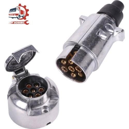 AOHEWEI 7 Pin Trailer Plug Socket Aluminium Alloy Adapter Connectors Car Electrics Towbar for Boat RV Truck Parts Go Camping