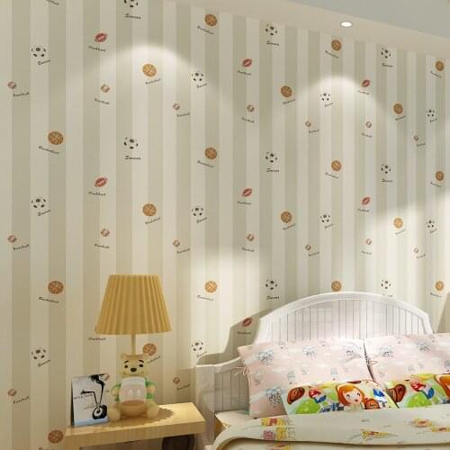 Beibehang cartoon soccer basketball childrens room bedroom Non-woven papel de parede 3D wallpaper for wall papers home decor