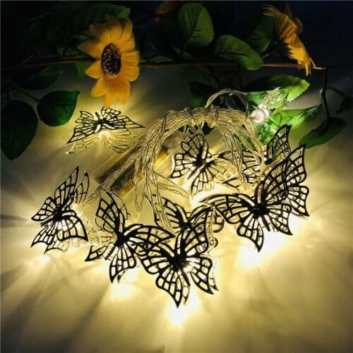 Colored Wrought Iron Butterfly Led Light String Fairy Light Christmas Decoration for Home Party Wedding Christmas Tree Pendant