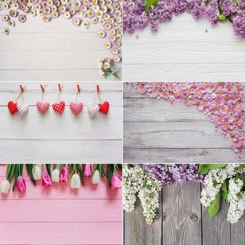 Blossom Flower On Wooden Board Floor Backdrop Decor Baby Shower Newborn Portrait Photography Background For Photo Studio Props