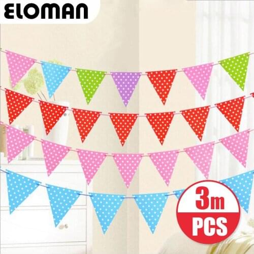 ELOMAN solid color dots paper hanging flag child birthday party backdrop decorations