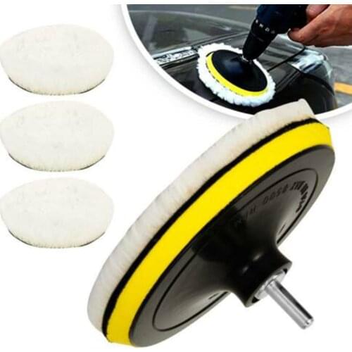 3pcs Hook Loop Wool Polishing Pad Car Buffing Polishing Wool Pad Kit For Care Cleaning Waxing Buffer Polisher