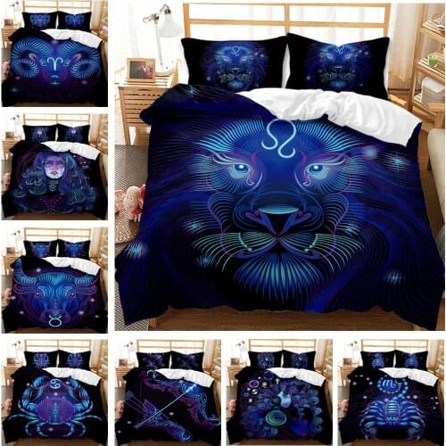 2/3 Pieces Constellation Bedding Set 3D Print Month Feature Duvet Cover Home Textile Bed Quilt Cover Microfiber Fabric Bedspread