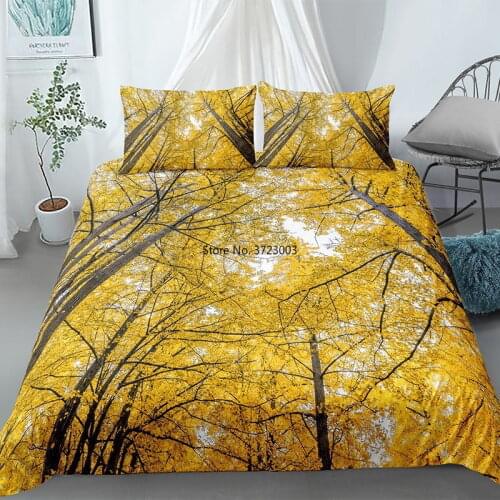 Modern Forest Landscape Digital Print Bedding Set 2/3PCS Fashion Comfortable Down Quilt Cover Pillowcase Home Textile