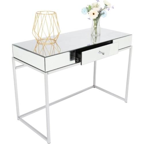Fashion Mirrored Makeup Table Desk Vanity for Women with 1 large capacity Drawer