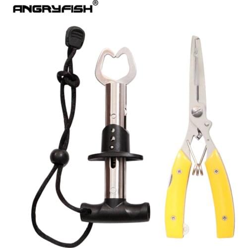 ANGRYFISH Fishing Tool Set Include Stainless Steel Fishing Grip Fish Controller+Multi-Functions Fishing Hook Line Pliers Tackle