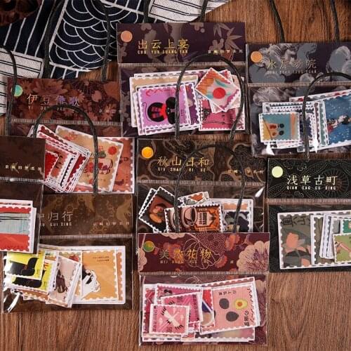 Vintage Paper Sticker Set Retro Stamp Adhesive Diy Decorative Label For Scrapbooking Stationery Art Project Album Craft