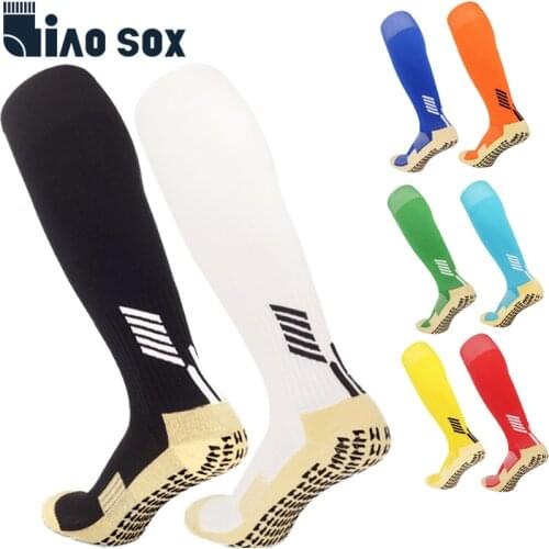 Anti Slip Football Soccer Socks for men Teenage Kid Boys Sport Grips Crew Socks Black White Blue High quality