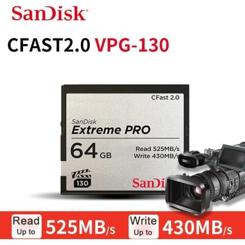 Sandisk EXTREME PRO CFAST 2.0 Memory Card 128GB 64GB CF Card 64 128 GB 256GB Flash Card Memory Carte Memoire CF for Camera