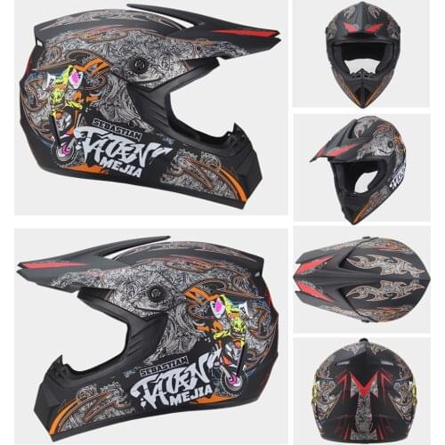 Professional Racing Motocross Off-road Cartoon Children Motorcycle Bike Downhill Cross Helmet Send 3 pieces gift