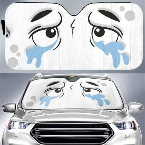 Car Sunshade Crying Eyes Pattern Auto Sun Visor Film Car Front Window Universal Sun Protection Sun Visor Windscreen Covers